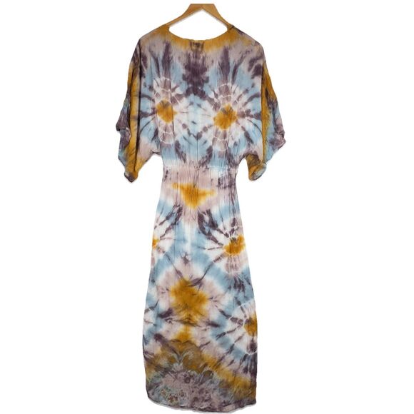 Young Fabulous & Broke Luelle Maxi Dress Sz S Tie Dye Starburst Wrap Asym Beachy - Picture 9 of 16